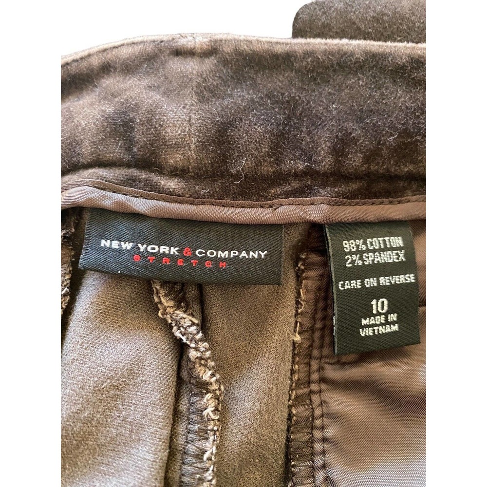 Women’s New York Company Stretch Size 10 Brown Velvet Pants Bootcut Flared - Picture 8 of 9